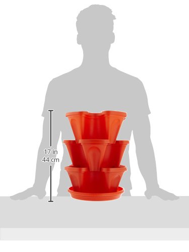 Mr. Stacky Self Watering 3 Tier Stackable Garden Vertical Planter Set, Terracotta Small #TOP1