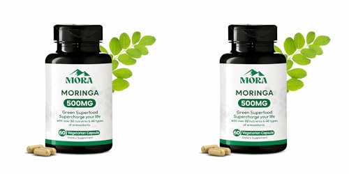 Image of Well-Being MORA Moringa Oleifera Capsules - Premium Leaf Extract - Green Superfood Supplement - Vegan - 120 Capsules