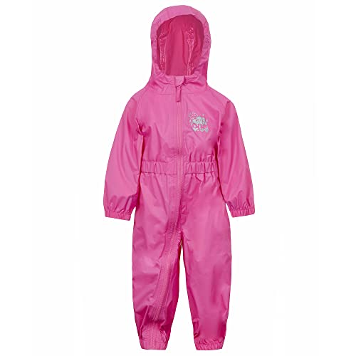 Metzuyan Childrens Waterproof Hooded Rain Puddlesuit Rainsuit All-in-One Outfit Snowsuit Set Pink 5-6 Years