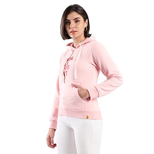 Image of PINACOLADA Women's Cotton Solid Printed Sweatshirt with Hoodie, Regular Fit for Casual Wear Full Sleeve Sweatshirt Crafted with Comfort Fit and High-Performance for Everyday Wear