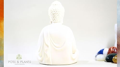 Image of Pot's & Plant's Handcrafted Polymarble Meditation /Dhyan Buddha Statue Lord Figurine /Idol (5.5-inch) (White)