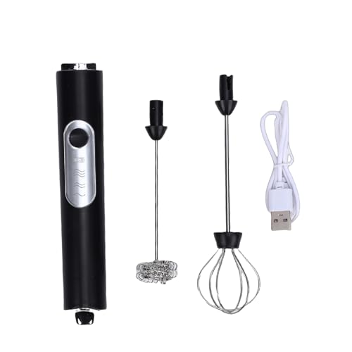 Eacam Batidora Eléctrica de 3 Velocidades, Máquina Portátil para Hacer Espuma, Fácil de Almacenar y Empacar, Espumador Leche con Batería 1200mAh.Crea Espuma a Nivel Barista en (Negra)