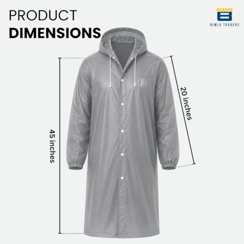 Image of Reusable EVA Hooded Raincoat| Transparent Waterproof Rain Wear for Men & Women | Elastic Full Sleeves | Front Button Design | Knee Length Free size