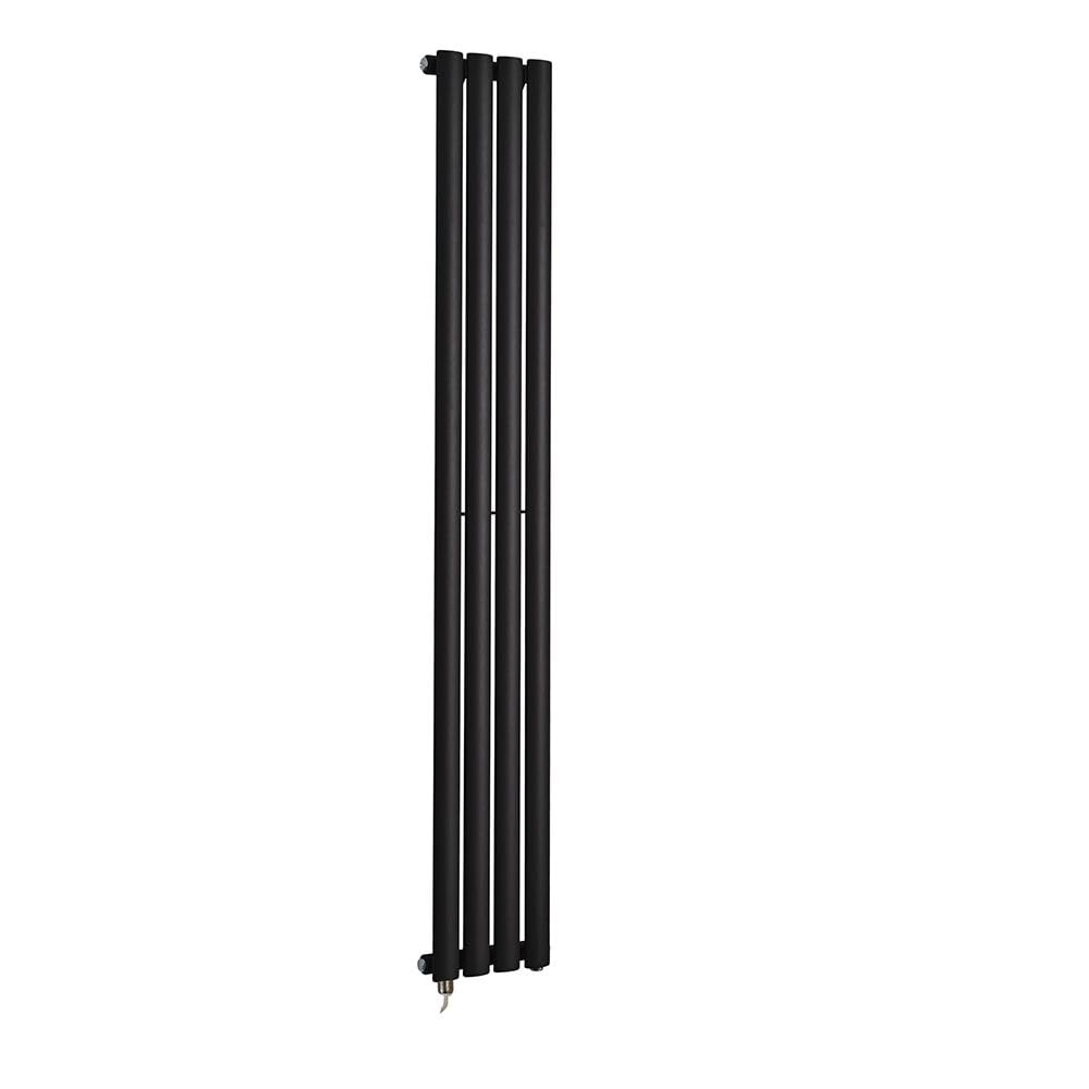 Milano Aruba 600W Black Vertical Single Oval Panel Electric Radiator - 1600mm x 236mm