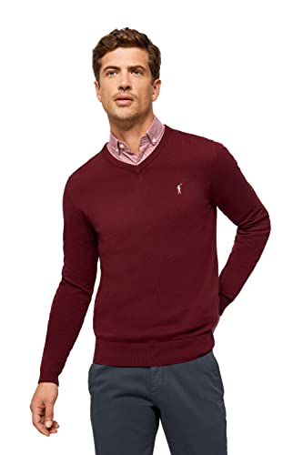 POLO CLUB Jersey básico de Cuello de Pico borgoña con Logo Rigby Go de Hombre Cover