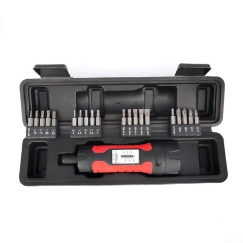 Bulevisiter Juego de destornilladores de llave dinamométrica de 1/4 pulgadas, juego de destornilladores torque, para kit de destornilladores Torx, juego de llaves de torsión ajustables, mango