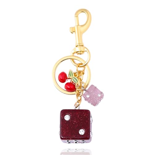 Image of 8 Ball Dice Charm Keychain - Cute Bag Purse Handbag Accessories - Y2K Aesthetic Key Chain for Women Men