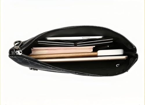 شنطة يد صغيرة للرجال من جلد البولي يوريثين بسعة كبيرة بنمط منقوش، شنطة كتف رفيعة للسفر للعمل والمكتب والاجتماعات والاستخدام اليومي