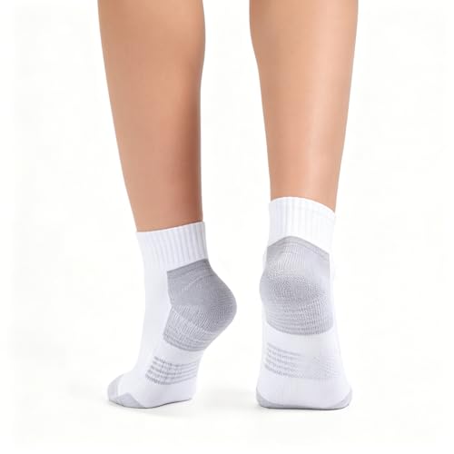 Image of YUEDGE Womens Quarter Athletic Socks, Anti Blister Running Socks, Terry Cushioned High Ankle Socks, OEKO Certified, 5 Pairs