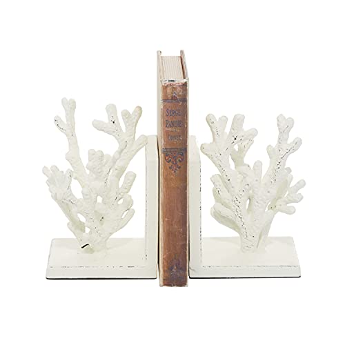 Deco 79 Metal Coral Bookends, Set of 2 5"W, 7"H, White, 2 PIECES SMALL SIZE - Image 2
