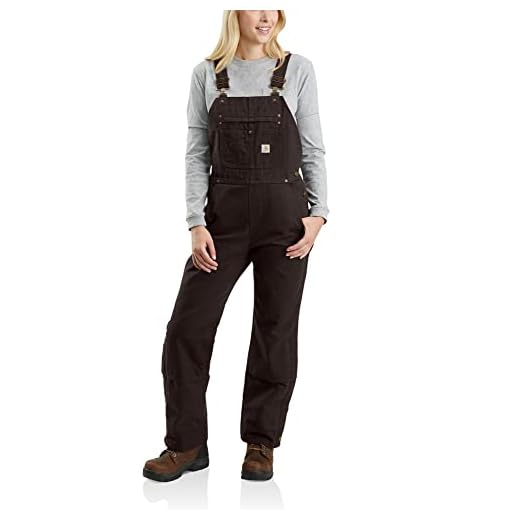 Carhartt Women's Quilt Lined Washed Duck Bib Overall, Dark Brown, X-Small