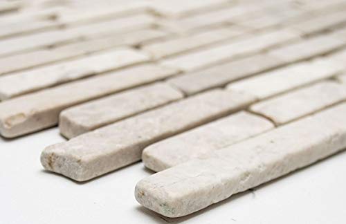 Piastrelle a mosaico in marmo naturale, beige chiaro, Brick Biancone MOS40-0105