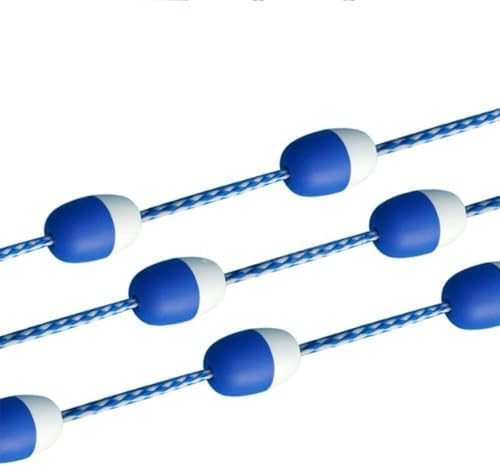 40ft Floating Pool Safety Divider with Bi-Tone Buoys & 2 Pre-Assembled Hooks, Swim Lane Line Rope, Blue & White, Ideal for Pool Safety & Swim Training, Durable & Easy to Install