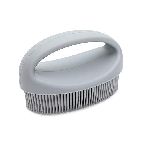 Agirlvct Silicone Loofah Body Scrubber, Hand-held Soft Rubber Loofahs,Sponge Scrubber Brush,Loofa Bath Shower Kit,Silicon Back Scrubber Eco for Gym Massaging Travel Baby Kids Men Family (Gray)