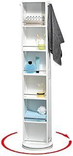 Tendance Swivelling MDF High Cabinet with Mirror and Storage Alcoves, Wood, White, 30 x 17.5 x 169.5 cm