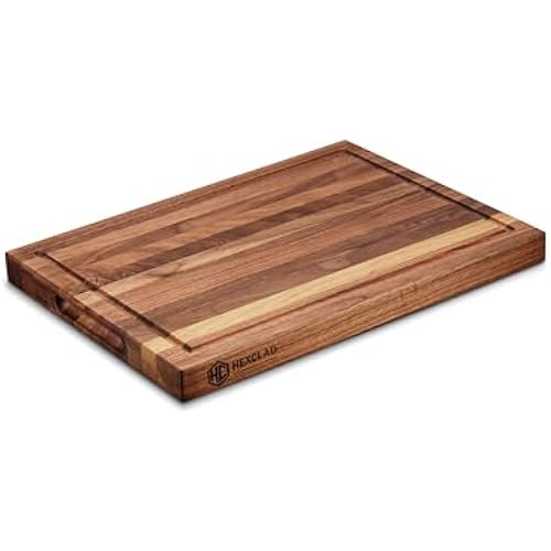 HexClad Rectangle Medium Walnut Wood Cutting Board, 15.75 x 11.75 Inches