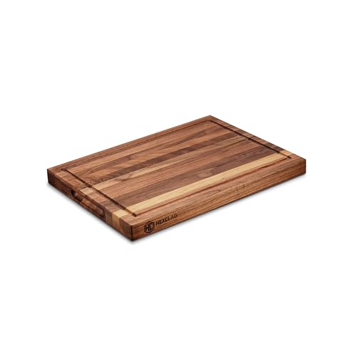 Comparison: Best Cutting Board Hexclad 3 HexClad Medium Walnut Cutting Board, Double-Sided with Juice Groove & Recessed Handles, Durable, Scratch-Resistant Hardwood, Great for Chopping, Carving & Serving, 11.75