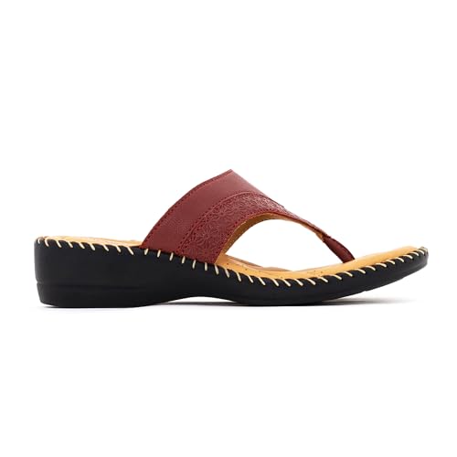 Image of Khadim's Softouch Leather Wedge Heel Slip On Sandal for Women