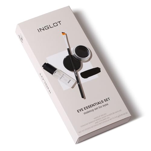 Inglot Essentials Augen Set, Make-Up Set, die cremige, zarte und langanhaltende Formel, Das Set beinhaltet: Duraline, AMC Gel-Eyeliner 77, Makeup Pinsel 31T