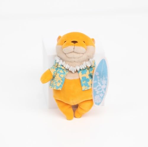 MoriSaka Global Mochi Series Mochi Otter Surfer, Plushie, Stuffed Animal, 2.8 x 2 x 5.1 inches (7 x 5 x 13 cm), Mini, Orange, Otter, Sea, Summer, Aloha, Surfing, Cuddly, Healing, Soft Touch, Cute : To