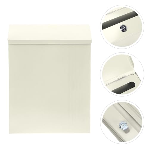 Boîte aux lettres murale verrouillable en métal robuste blanc cassé étanche - 8