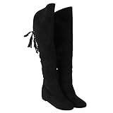 Generic Womens Stretchy Thigh High Boot, Womens Low Heel Thigh High Over The Knee Flat Boots, Square Low Heel Women Over The Knee Boots