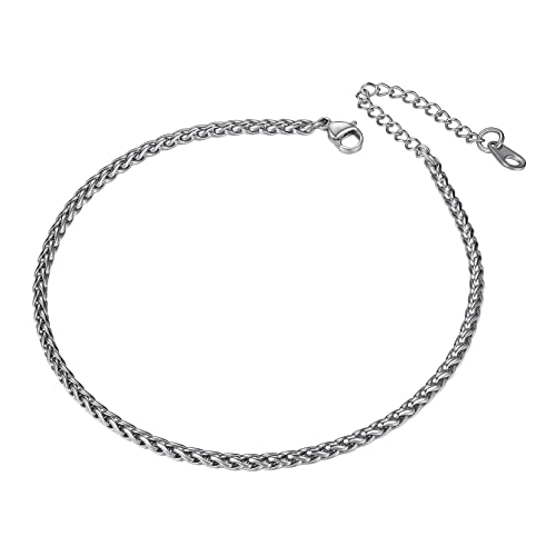 Richsteel Stevige Cubaans/Figaro/Tarwe Ketting Enkelarmband voor Vrouwen Meisjes, Roestvrij Staal/Zwart/Verguld Enkelbandje Sieraden, Kettinglengte 8,5-9 Inch, Wordt geleverd met Geschenkdoos