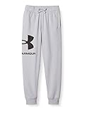 Under Armour Boys' Rival Fleece Logo Joggers , Mod Gray Light Heather (011)/Black , Youth Medium