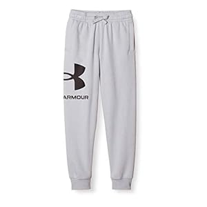 Under Armour Boys’ Rival Fleece Logo Joggers , Mod Gray Light Heather (011)/Black , Youth Medium