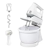 HOMCOM Batidora Amasadora para Repostería Profesional Robot de Cocina Multifuncional 3.4 Litros con 6 Velocidades Incluye 3 cabezales 300 W Acero Inoxidable Blanco