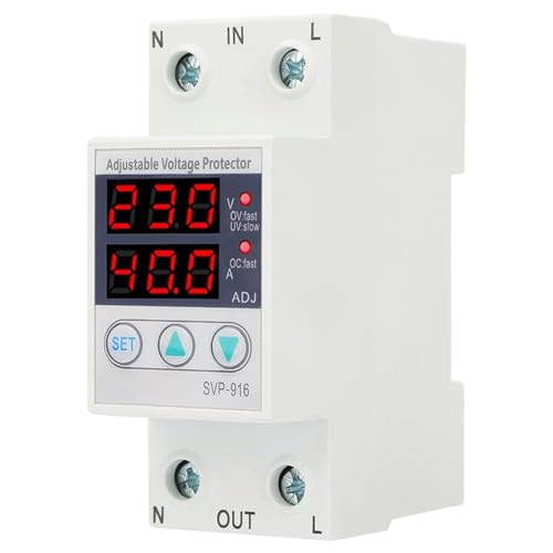 VIFERR Protettore di Sovratensione Monofase, Stabilizzatore di Tensione Dispositivo di Protezione di Tension Protettore di Corrente Dispositivo di Protezione da Sottotensione SVP916 230V AC (63A)