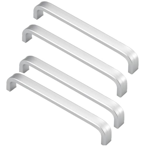 Paquete de 2/4/6/8 tiradores plateados for armario de cocina, con centros de orificios de 96/128/160/192/224 mm y ancho de 18 mm.(4pack,192 hole)