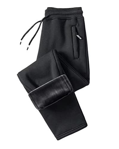 Minetom Jogginghose Herren Winter Fleece Gefüttert Warme Trainingshose Fleece Plüsch Gefüttert Hose Sporthose Winterhose C Schwarz XL Cover