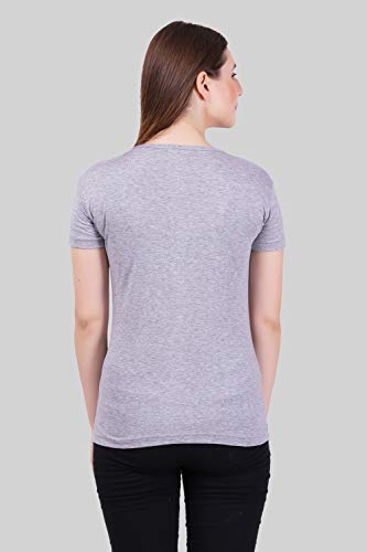 Image of FLEXIMAA Women's Cotton Plain V Neck Half Sleeve T-Shirt