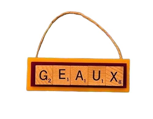 LSU Tigers GEAUX Louisiana State Christmas Ornament Letters Tiles Handmade