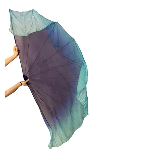 Abanicos de espina de pescado con velo de gasa largo de 85cm accesorios de danza