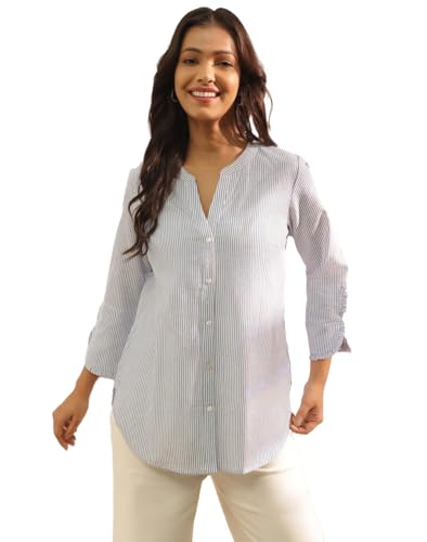 Chemise en coton rayée blanche vêtement homme respirant et léger