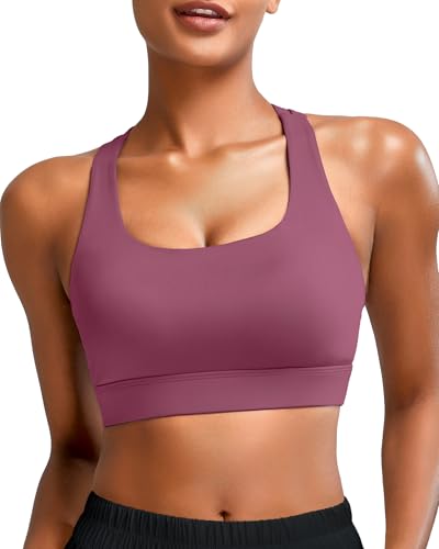Image of RUNNING GIRL High Impact Sports Bras for Women - Scoop Neck Strappy Sports Bra High Support Moulded Cup Workout Bra