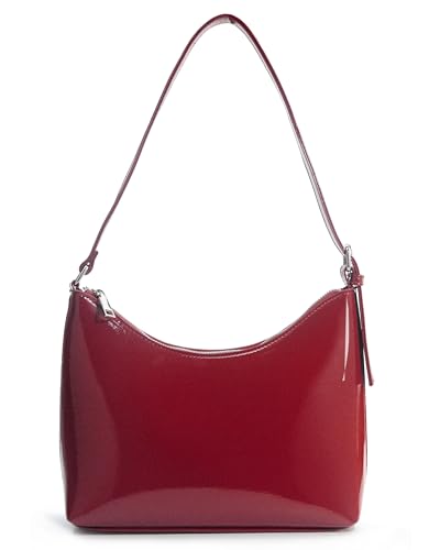 HOXIS Minimalist Faux Patent Leather Shoulder Bag Shiny Women Pur...