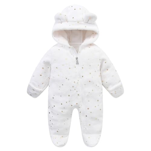 Image of Baby Fleece Jumpsuit for 0-3 Months Infant Bear Snowsuit Newborn Romper Warm Coat
