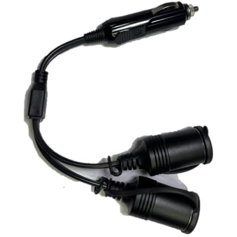 Amacam 12V/24V Car Twin Socket-Adaptor 12in Cable with Dual Inline Cigarette Lighter Sockets. Suitable for Running 2 Devices at Once. Laptop Smart Phone Gaming & Other Equipment. Reliable Power Lead. Cover
