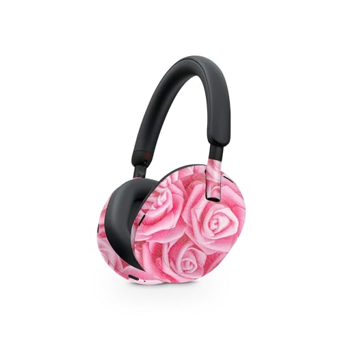 Image of MightySkins Glossy Glitter Skin Compatible with Sony WH-1000XM5 Headphones - Super Pink Roses | Protective, Durable High-Gloss Glitter Finish | Easy to Apply