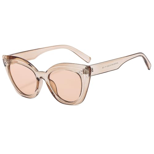 Lunettes de soleil œil de chat LVTFCO noires et champagne vintage style simple avec rivet