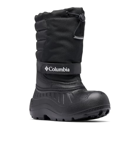 Columbia Youth Powderbug Snowlite Waterproof Snow Boot, Black/White, 5