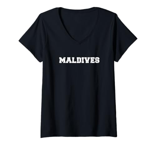 Femme Maldives d'époque T-Shirt avec Col en V