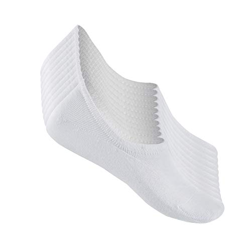 FALARY Calcetines Mujer Hombre 10 Pares Cortos Calcetines Invisibles tobillero Algodon Silicona Antideslizante Verano-blanco-3538