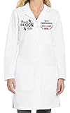 Personalized Embroidered Long Lab Coat for Women Add Your Name Text Custom Medical Laboratory Coat (White-M)