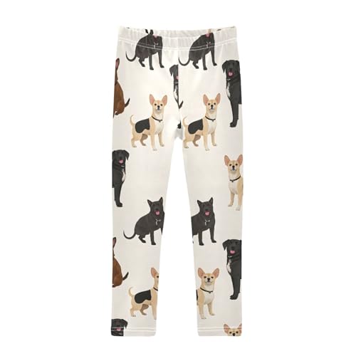 ALAZA Girls' Leggings Children's Yoga Pants Skinny Printed Dance Many Dogs Comfortable 4T