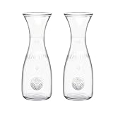 Bormioli Rocco Misura PZ Glass Carafe Set, 17 oz Water & Wine Carafes - Durable Scratch-Resistant Glass, Dishwasher Safe with Comfortable Handle, BPA-Free for Everyday Use (Set of 2)