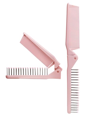 Peine plegable compacto para viaje color rosa miniatura 1